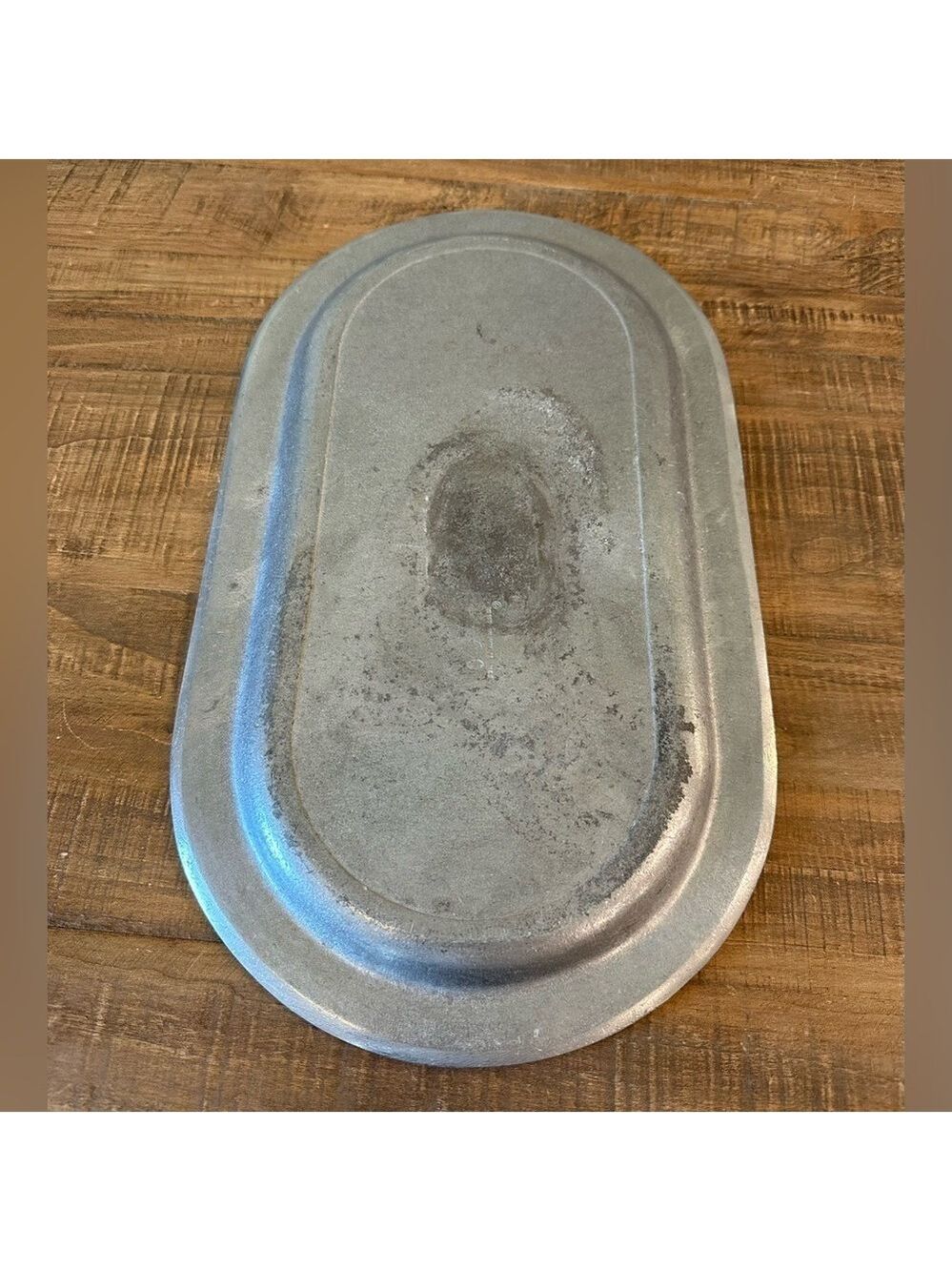 Vintage Wilton Armetale Pewter Oval Serving Tray with Ribbed Edges 18”x10.5” - Picture 4 of 12